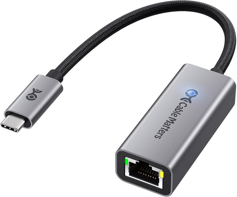 CableMatters محول USB C إلى Ethernet بسرعة 5Gb، سرعة شبكة 5 جيجابت، محول USB C إلى Ethernet متوافق مع USB4، Thunderbolt 4/5، توصيل وتشغيل لجهاز MacBook، الكمبيوتر المحمول، وأجهزة USBC - Image 1
